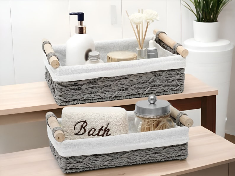 2er Set, Elegante Körbe, Aufbewahrungskorb, Handgemachte Badezimmer Organisation, Wohnkultur, Küchen Aufbewahrung, Fach, Box Regale, Geschenkboxen Bild 1