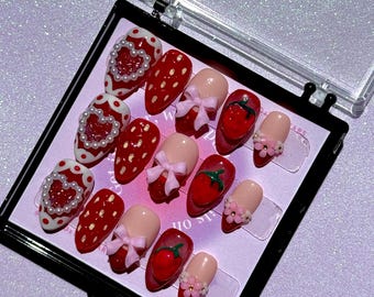 Juicy Delight: 3D Strawberry Nails