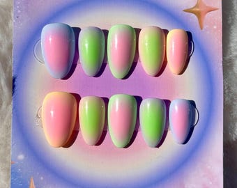 Spring Aura Press On Nail Set/ Spring Nails / Colorful Nails