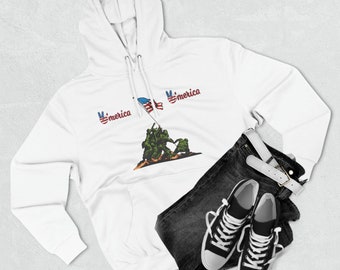 Usa flag sweatshirt America Three-Panel Fleece Hoodie America's Memorial Day Kangaroo Pocket Hoodie American Hoodie WhiteHoodie flag sweater