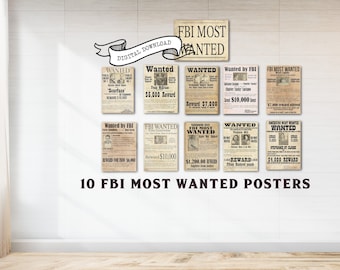 Retro Gangster Wanted-posters: Speakeasy-feestdecor uit de jaren 1920 (digitale download)
