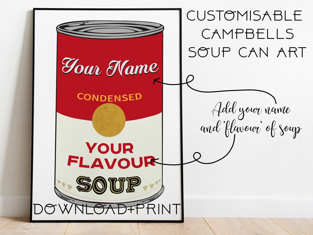 Campbells Soup Can Retro Poster. 1960s Pop Art, Vintage Wall Art, Andy ...