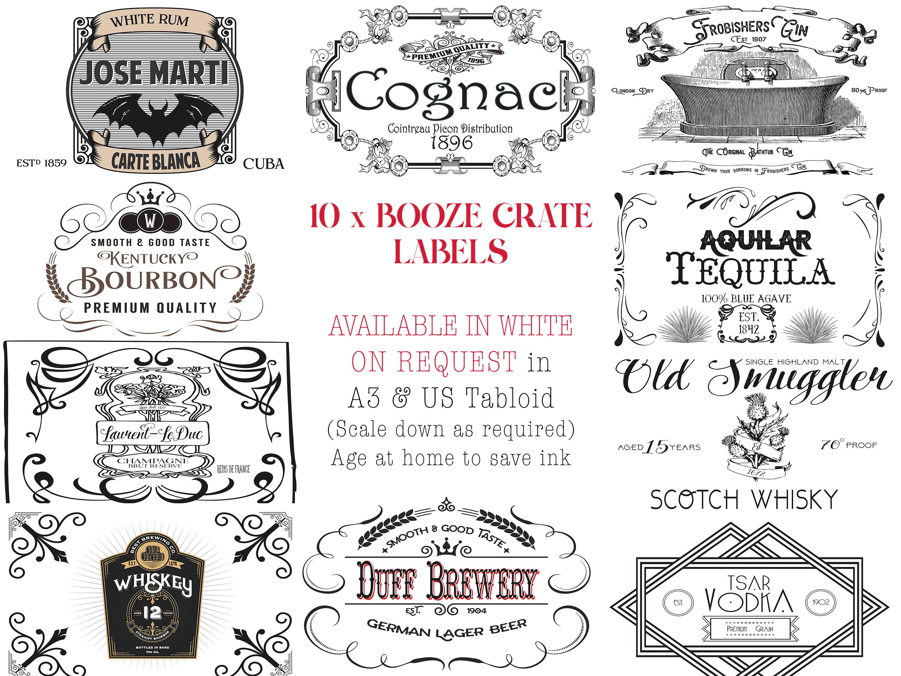 Booze Labels Speakeasy Booze Crate Labels: Vintage Prohibition Party Decor ...