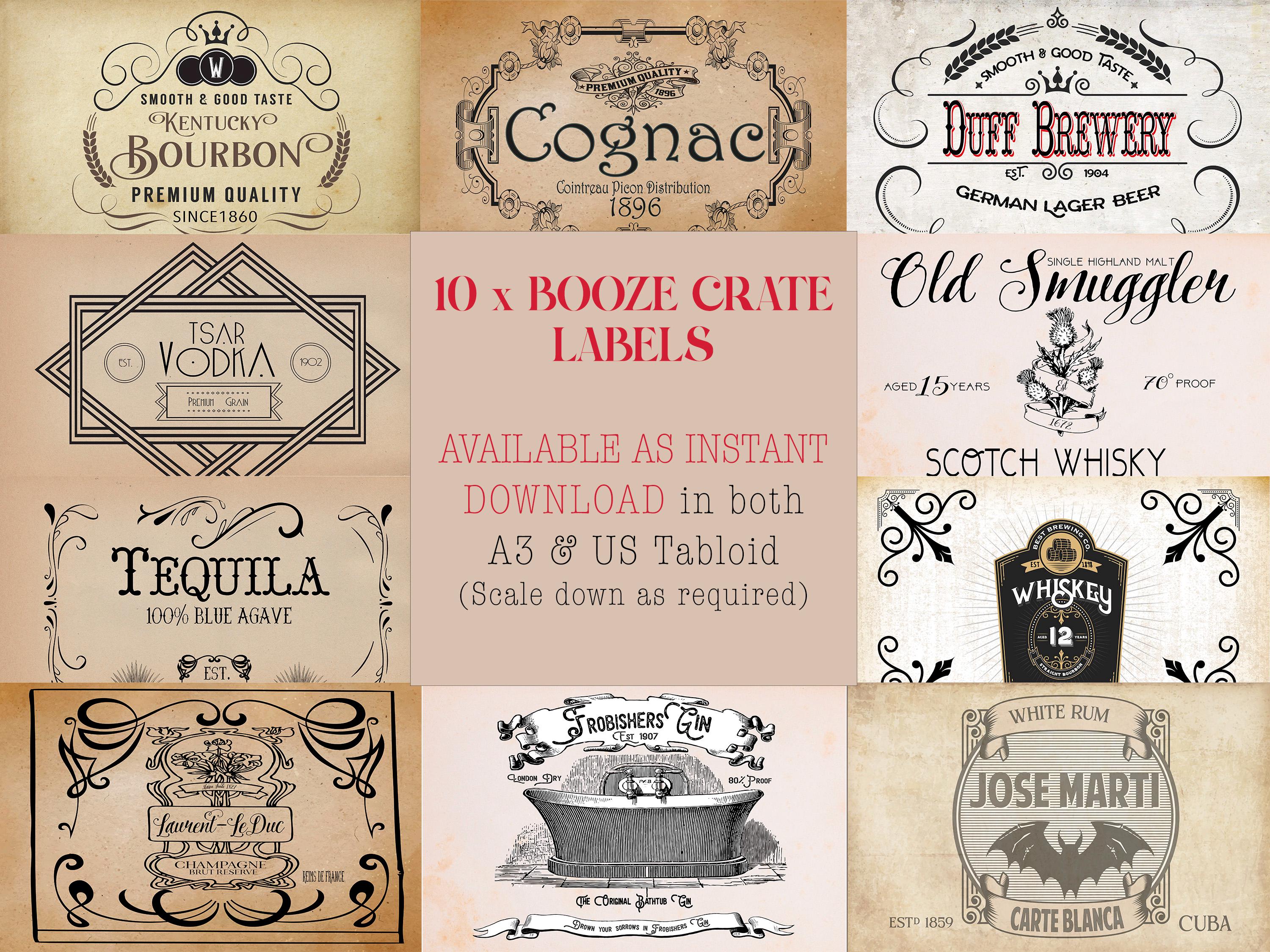Booze Labels Speakeasy Booze Crate Labels: Vintage Prohibition Party Decor ...