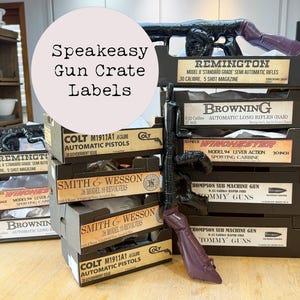 Speakeasy Gun Crate Labels, Vintage Prohibition Decor (Digital Download)