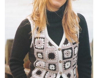 Granny Square Waistcoat Crochet Pattern Ladies Gilet Sleeveless DK / 8 Ply  (PDF in English)