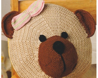 Teddy Cushion Cover Crochet Pattern Instant  PDF Pattern Bear Pillow Using DMC Petra