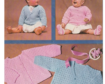 Baby Cardigan Crochet Pattern Vintage Crochet Baby Pattern 3Ply  Yarn 3-6 months  Baby Girls Boys  PDF Pattern in English Only.