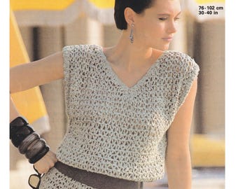 Crochet Top Ladies Summer Top Pattern DK / 8 Ply Yarn Womens Vest Top Crochet PDF Pattern in English Only.