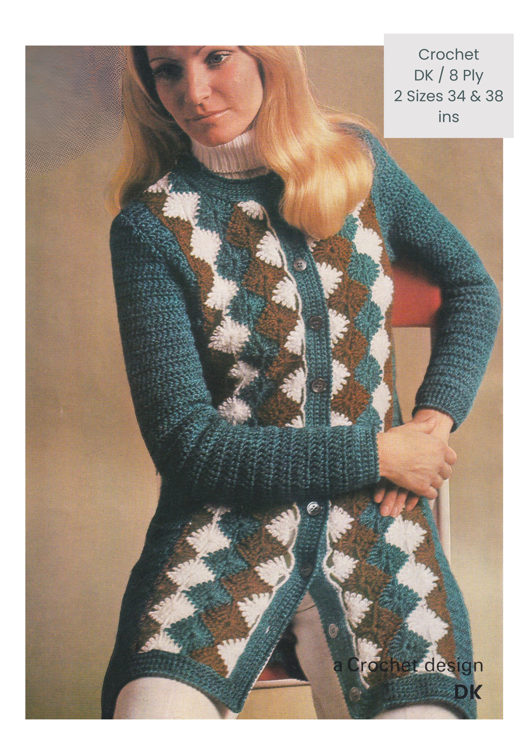 1970s DK Long Cardigan Jacket Pattern