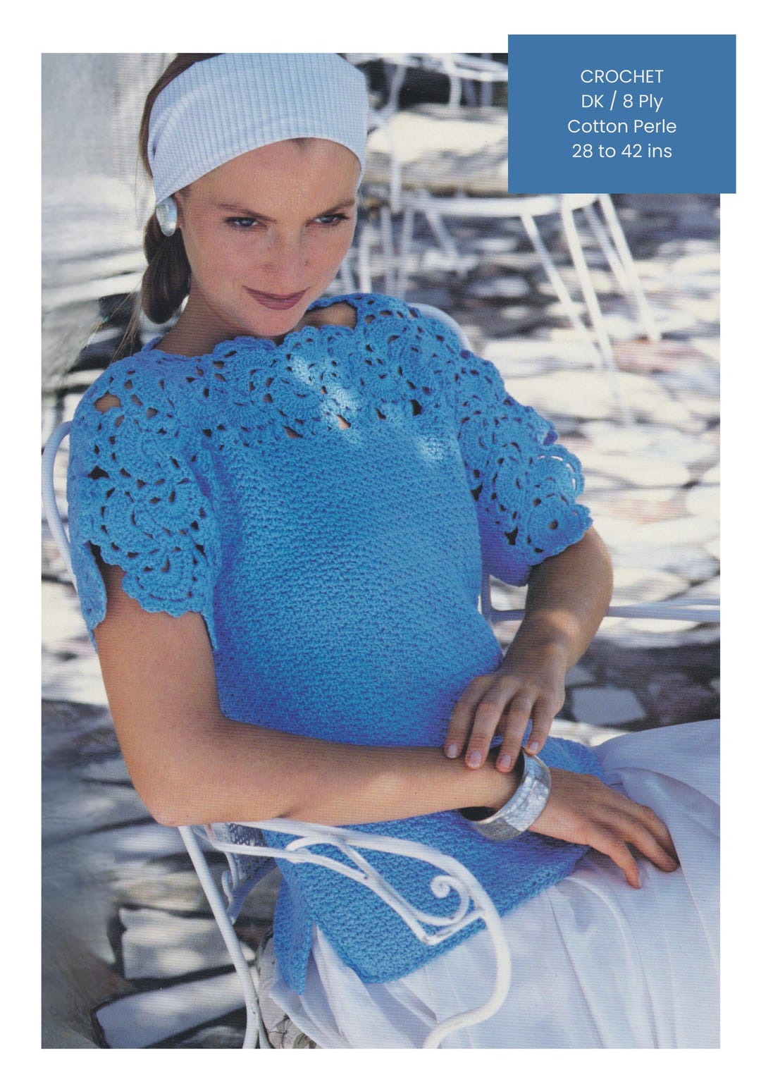 Crochet T-shirt Top Pattern Ladies Short Sleeved Summer Top DK / 8 Ply ...