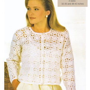 Ladies Crochet Cardigan Pattern Women's Short Jacket Granny Square in 4 ply / Fingering Yarn PDF Pattern in English Only.