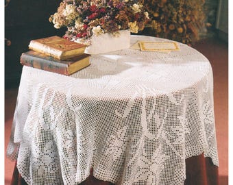 Round Tablecloth Crochet Pattern Circular Table Cloth Instant  PDF Pattern 146cm Diameter in English Only.