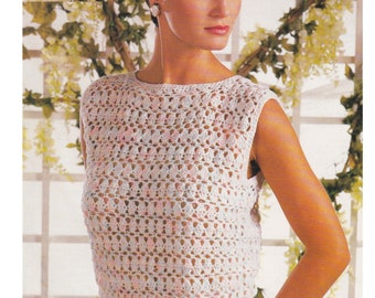 Crochet Top Ladies Summer Top Pattern DK / 8 Ply Yarn Womens Vest Top Crochet PDF Pattern in English Only.