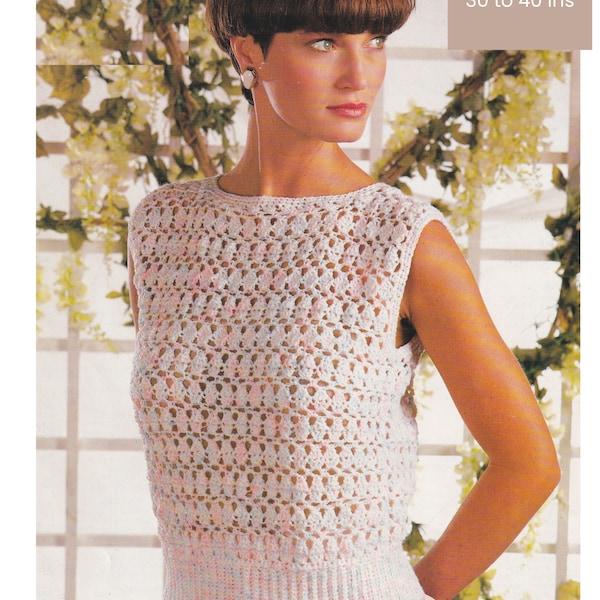 Crochet Top Ladies Summer Top Pattern DK / 8 Ply Yarn Womens Vest Top Crochet PDF Pattern