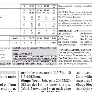 Peut inclure: Un mod&egrave;le de crochet pour un dos, des emmanchures, un col et un haut de manche. Le mod&egrave;le comprend des instructions pour l'utilisation d'un crochet de 2,50 et de fil de coton merceris&eacute;. Le mod&egrave;le comprend &eacute;galement des mesures pour diff&eacute;rentes tailles.