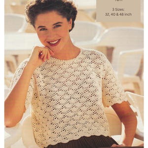 Crochet Ladies Top Pattern Womens Short Sleeved Summer Top 4 Ply / Fingering Weight Yarn Crochet PDF Pattern in English Only.