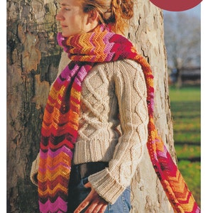 Scarf Crochet Pattern Zig Zag Stripe Long Scarf Using DK / 8 Ply Yarn Long Crochet Scarf Instant PDF Pattern in English Only.