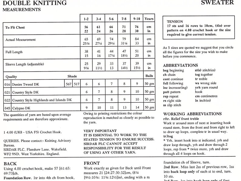 Crochet Pattern for Boys & Girls Sweater Jumper for 1 to 10 years DK / 8 Ply PDF Download in English imagen 3