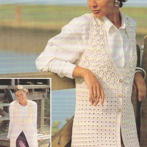 Ladies Waistcoat Crochet Pattern DK / 8 Ply Yarn Womens Long Waistcoat PDF Pattern in English Only.