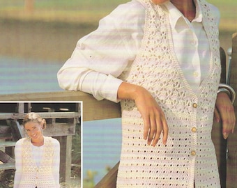 Ladies Waistcoat Crochet Pattern DK / 8 Ply Yarn Womens Long Waistcoat PDF Pattern in English Only.