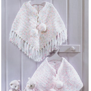 Crochet Pattern for Baby Poncho DK / 8 Ply Yarn 0 to 6 years Girls Childs Poncho PDF Pattern in English Only.