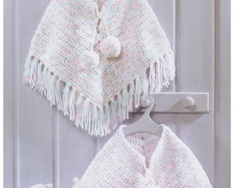 Crochet Pattern for Baby Poncho DK / 8 Ply Yarn 0 to 6 years Girls Childs Poncho PDF Pattern