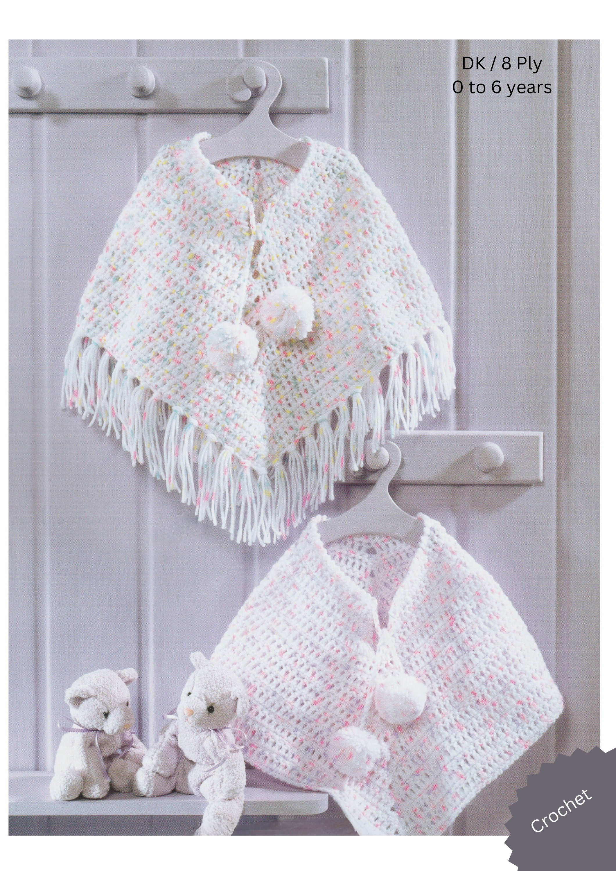 Crochet Pattern for Baby Poncho DK / 8 Ply Yarn 0 to 6 Years