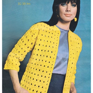 Ladies Cardigan Crochet Pattern DK / 8 Ply Yarn Womens Jacket Vintage PDF Pattern in English Only.