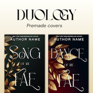 May include: A book cover mockup for a duology titled "Song of the Fae" and "Dance of the Fae". The covers feature a dark background with gold leaf accents and the title text in a white serif font.