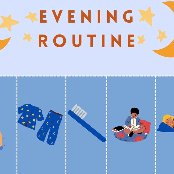 Bedtime routine, Evening routine kids, Flip chart, kids daily checklist,