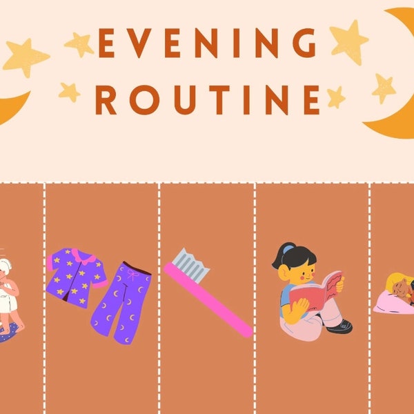 Bedtime routine, Evening routine kids, Flip chart, kids daily checklist,