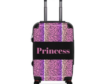 Pink Leopard Princess Suitcase | Monogram Luggage Sticker