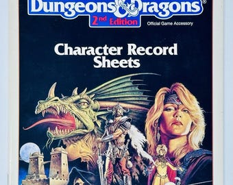 Advanced Dungeons & Dragons RPG Character Record Sheets 1989 Tsr 9264 UNUSED VG+