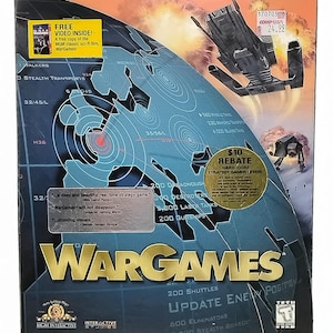 Vintage Mgm Interactive WarGames Pc Cd-Rom Game 1998 Pc Game + Bonus Vhs Movie