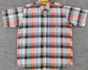 Vintage 00s Cinch Men's Plaid Short Sleeve Button-Up Shirt Size S Western Wear