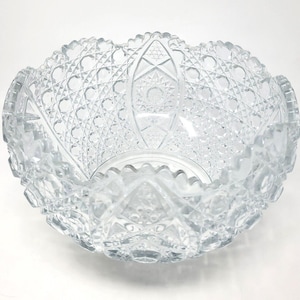 American Brilliant Sawtooth Edge Cut Glass Bowl Vintage Serveware