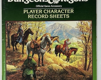 Advanced Dungeons & Dragons Player Character Sheets 1986 REF2 #9028 VG+ UNUSED