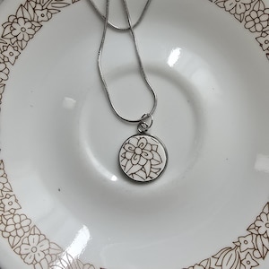 Broken China Plate Pendant Necklace: Corelle Woodland Brown, Stainless Steel