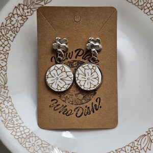 Woodland Corelle Earrings: Broken China Plate, Vintage Nostalgia