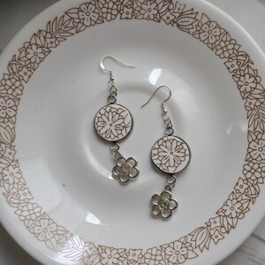 Woodland Brown Corelle Earrings: Broken China Statement Jewelry