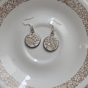 Woodland Brown Corelle Earrings: Broken China Statement Jewelry
