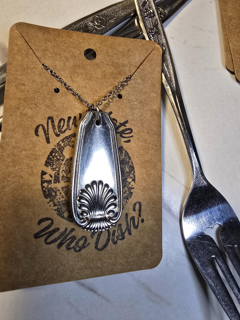 Simple Shell Pendant Necklace Upcycled Repurposed Statement Jewelry