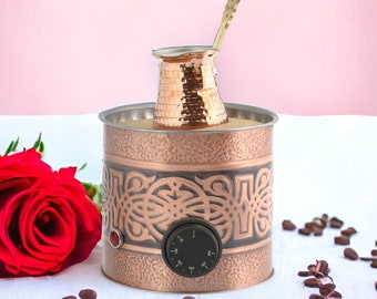 Traditional Copper Turkish Heating Sand Coffee Maker Small Circle OttomanDesign Machine 110 ~ 230 Volt