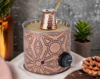 Traditional Copper Turkish Heating Sand Coffee Maker Small Circle Geometrical Design Machine 110 ~ 230 Volt