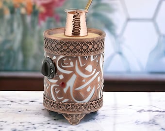 Traditional Copper Turkish Heating Sand Lazer Coffee Maker Small Circle Ottoman Letters Design Machine 110 ~ 230 Volt