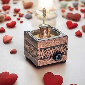 Traditional Copper Turkish Heating Sand Coffee Maker Square Trend Design Machine 110 ~ 230 Volt With Pot