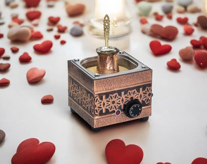 Traditional Copper Turkish Heating Sand Coffee Maker Square Trend Design Machine 110 ~ 230 Volt With Pot