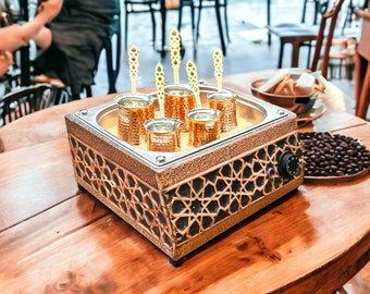 Copper Turkish Heating Sand Coffee Maker Medium Rec Polygon Design Machine