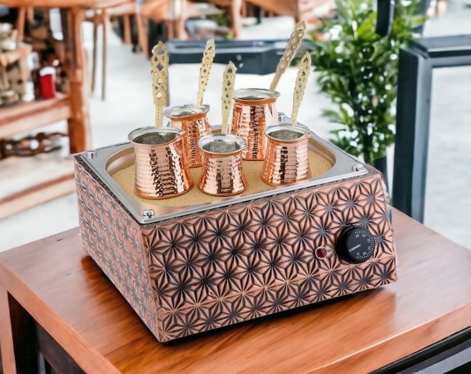 Copper Turkish Heating Sand Coffee Maker Medium Rec Star Design Machine